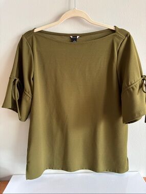 Ann Taylor Olive Tie-Sleeve Blouse